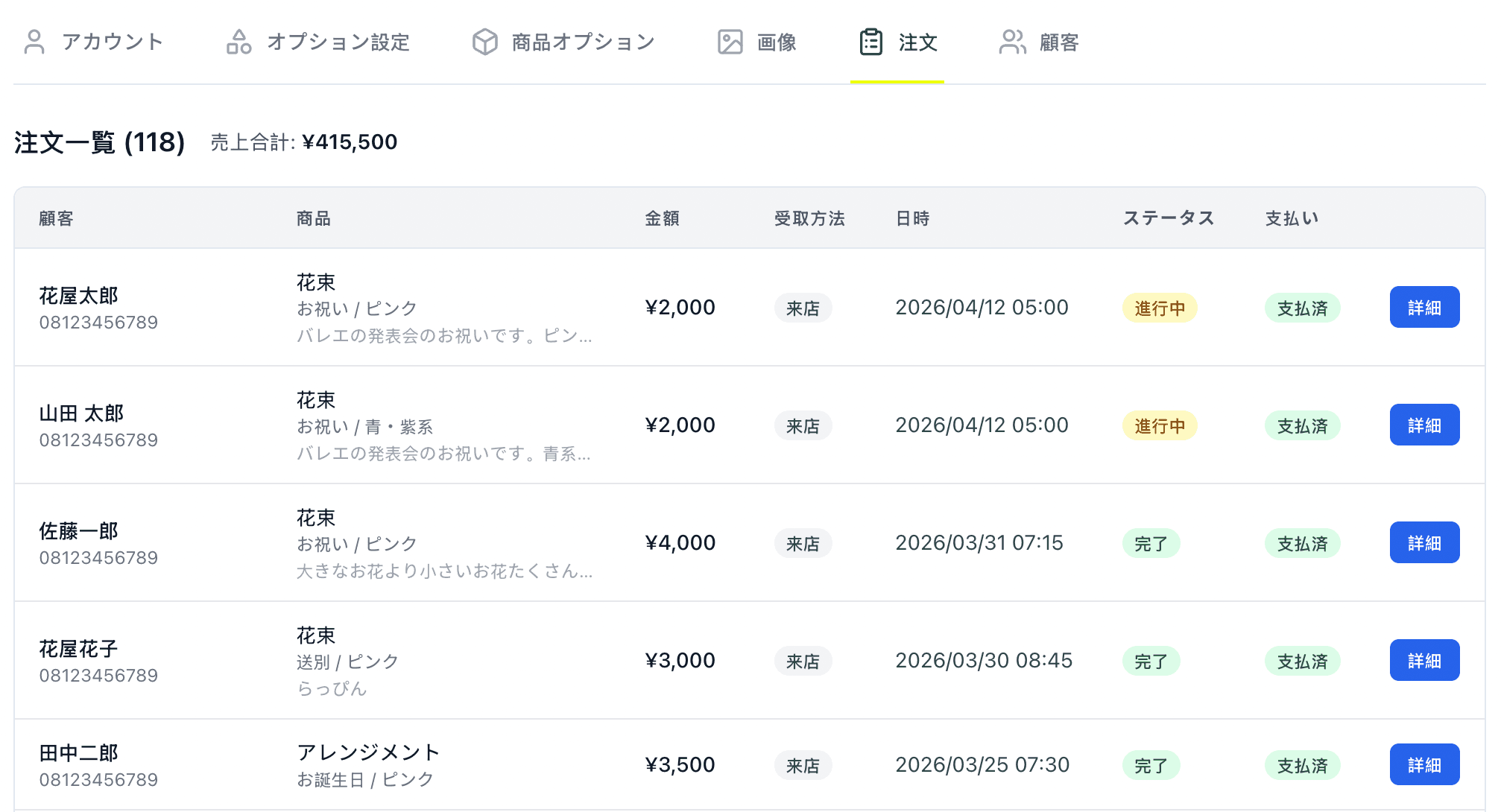 Daffodii order management dashboard
